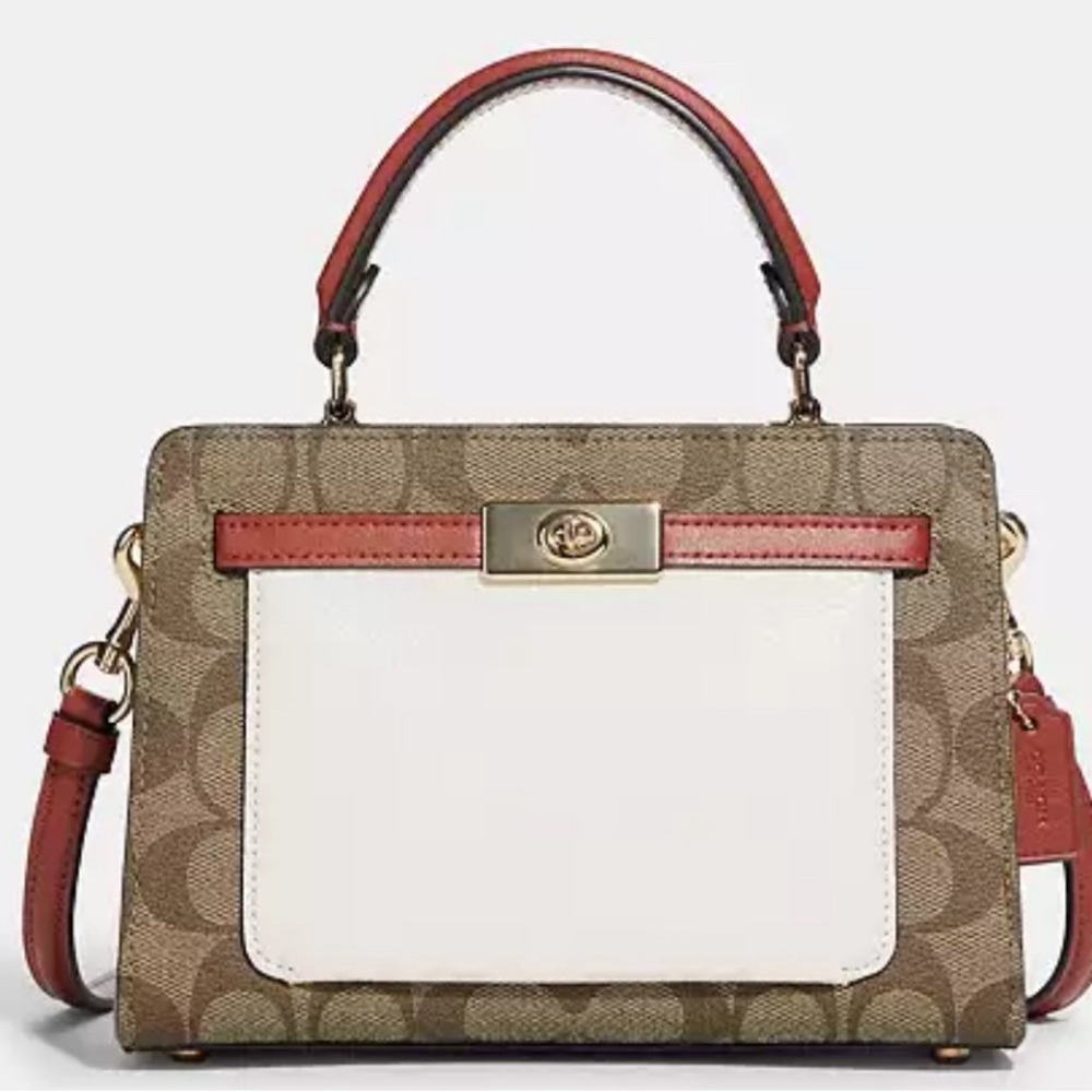COACH Mini Lane Top Handle In Colorblock Signature Canvas